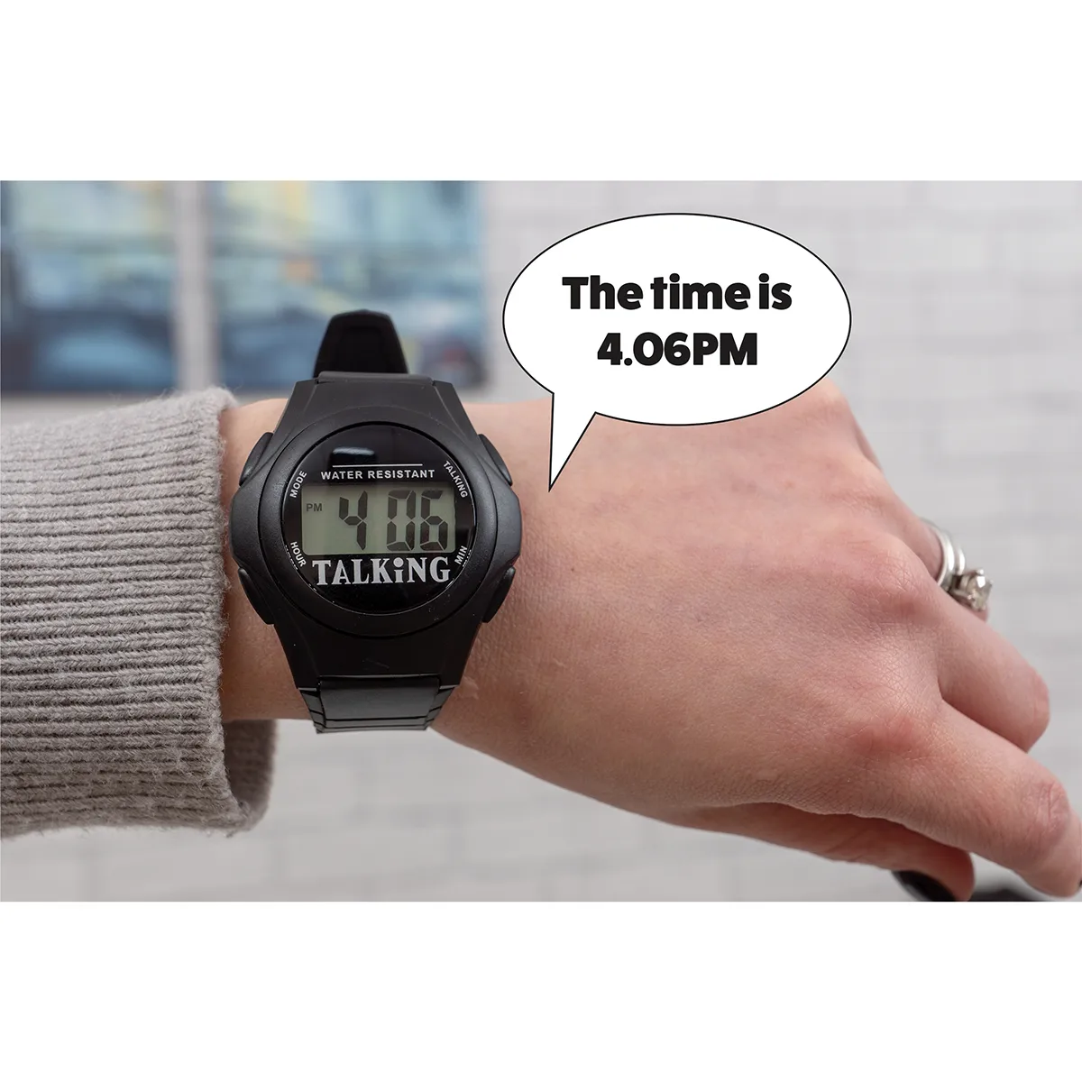 Water Resistant Digital Talking Watch Wrist View.jpg